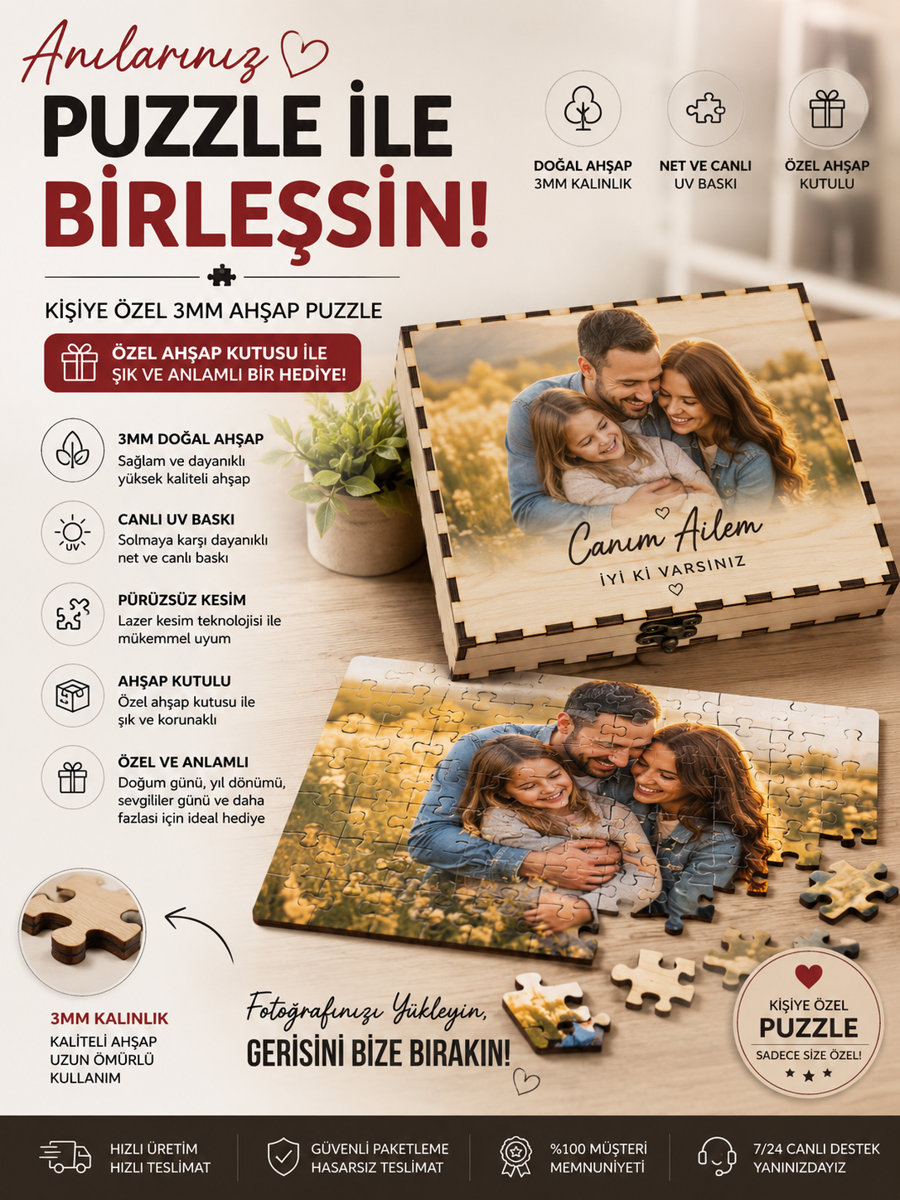 Mdf Ahşap kutulu Puzzle