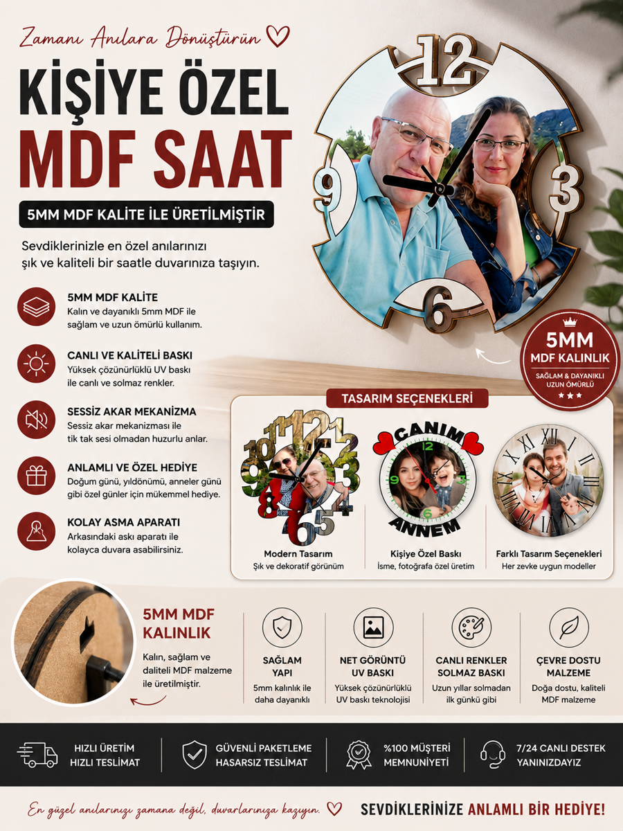 Mdf Duvar Saatleri
